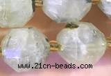 CCB1004 15 inches 9*10mm faceted green rutilated quartz beads