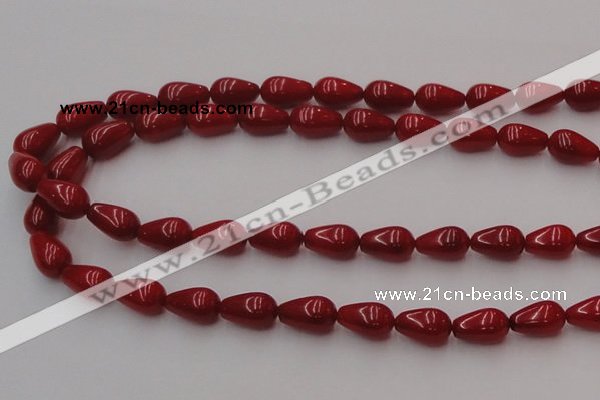 CCB144 15.5 inches 7*11mm teardrop red coral beads wholesale