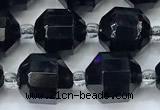CCB1484 15 inches 9mm - 10mm faceted black agate beads
