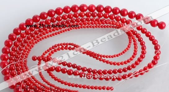 CCB15 5pcs 15.5 inches round shape red coral beads Wholesale
