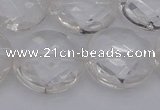 CCC510 15.5 inches 25mm faceted coin natural white crystal beads