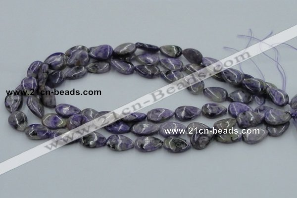 CCG07 15.5 inches 12*18mm flat teardrop natural charoite beads