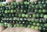 CCJ337 15.5 inches 6mm faceted round China green jade beads