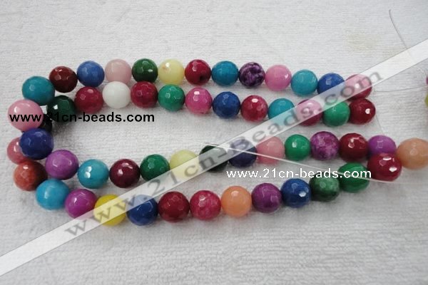 CCN1007 15.5 inches 16mm faceted round multi colored candy jade beads