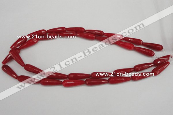 CCN2178 15.5 inches 8*25mm faceted teardrop candy jade beads