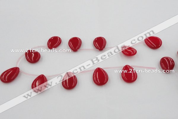 CCN2706 Top-drilled 18*25mm flat teardrop candy jade beads