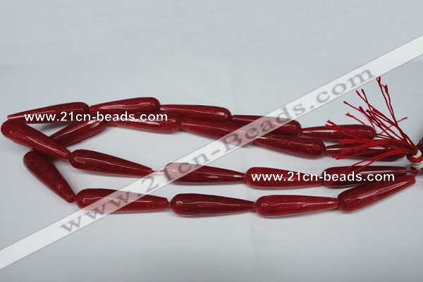 CCN2891 15.5 inches 10*40mm faceted teardrop candy jade beads