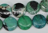 CCO152 15.5 inches 16mm flat round dyed natural chrysotine beads