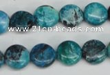 CCO175 15.5 inches 12mm flat round dyed natural chrysotine beads