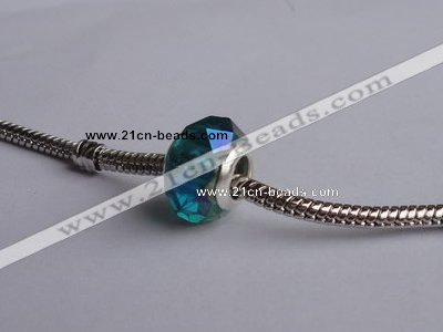 CCP53 30pcs silver plated 9.5*14mm faceted roundel crystal European beads