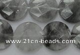 CCQ137 15.5 inches 20mm faceted coin cloudy quartz beads wholesale