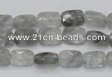 CCQ185 15.5 inches 8*12mm faceted rectangle cloudy quartz beads