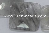CCQ202 15.5 inches 35*35mm faceted square cloudy quartz beads