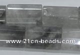 CCQ221 15.5 inches 18*25mm faceted & flat column cloudy quartz beads
