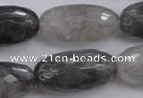 CCQ294 15.5 inches 15*30mm faceted rice cloudy quartz beads