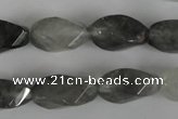 CCQ358 15.5 inches 10*20mm twisted rice cloudy quartz beads wholesale