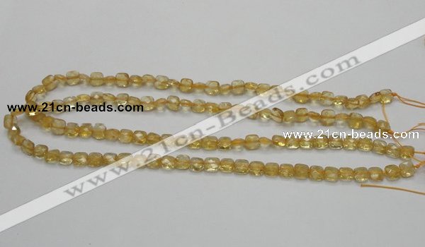 CCR12 15.5 inches 7*7mm faceted square natural citrine gemstone beads