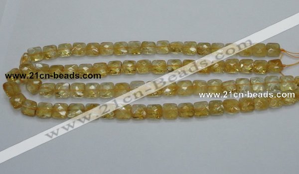 CCR15 15.5 inches 10*10mm faceted square natural citrine gemstone beads