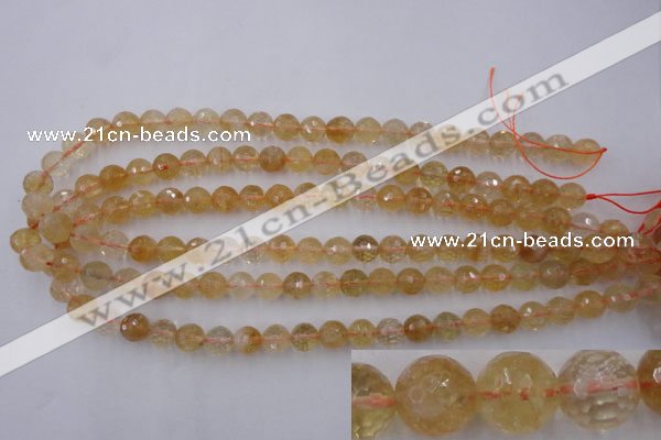 CCR154 15.5 inches 9mm faceted round natural citrine gemstone beads