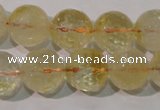 CCR205 15.5 inches 14mm faceted round natural citrine gemstone beads