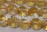 CCR231 15.5 inches 10mm flat round natural citrine gemstone beads