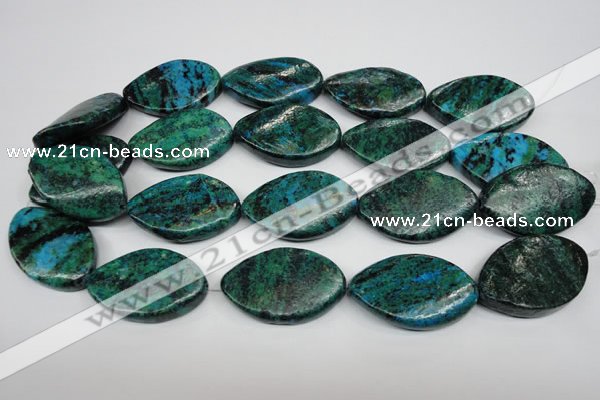 CCS485 15.5 inches 25*40mm twisted marquise dyed chrysocolla gemstone beads