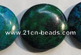CCS679 15.5 inches 30mm flat round dyed chrysocolla gemstone beads