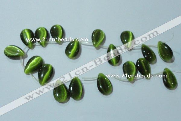 CCT1032 Top-drilled 14*22mm flat teardrop cats eye beads wholesale