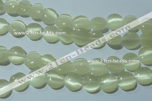 CCT541 15 inches 12mm flat round cats eye beads wholesale