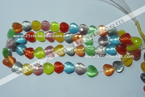 CCT980 15 inches 14*14mm faceted heart cats eye beads wholesale