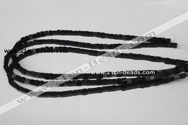 CCU09 15.5 inches 4*4mm cube black agate beads wholesale