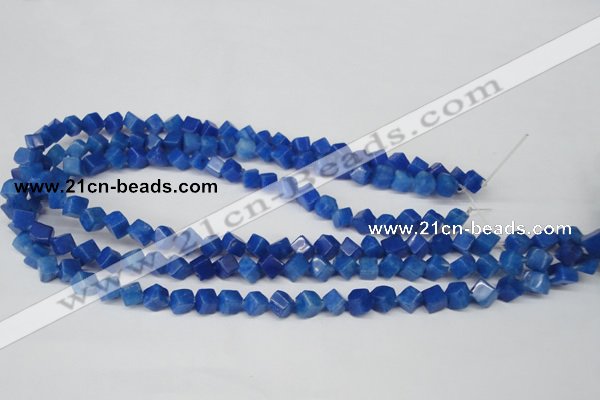 CCU101 15.5 inches 6*6mm cube dyed white jade beads wholesale