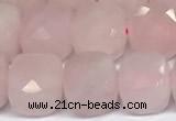 CCU1053 15 inches 8mm faceted cube rose quartz beads