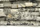 CCU1081 15 inches 2*4mm cuboid grey picture jasper beads