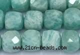 CCU1277 15 inches 6mm - 7mm faceted cube amazonite beads