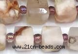 CCU1312 15 inches 7mm - 8mm faceted cube sakura agate beads