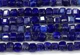 CCU1334 15 inches 2.5mm faceted cube lapis lazuli beads