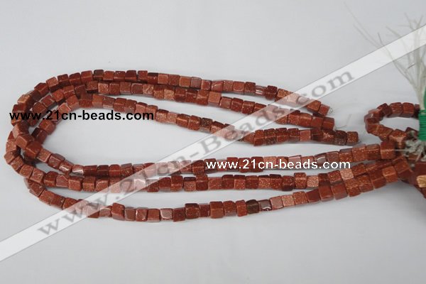 CCU48 15.5 inches 6*6mm cube goldstone beads wholesale