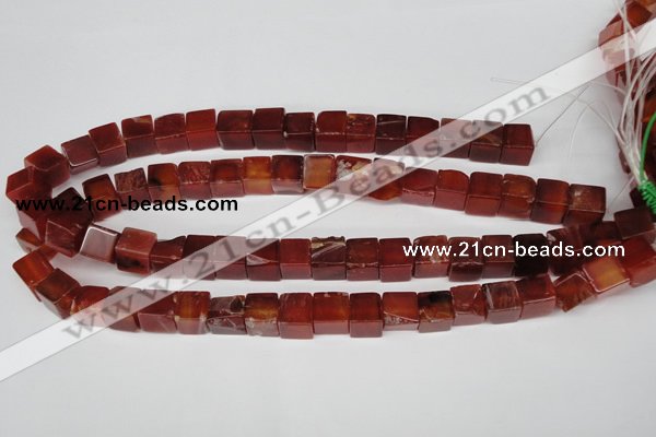 CCU70 15.5 inches 10*10mm cube red agate beads wholesale