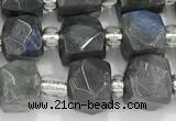 CCU764 15 inches 8*8mm faceted cube labradorite beads