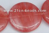 CCY156 15.5 inches 35mm flat round cherry quartz beads wholesale