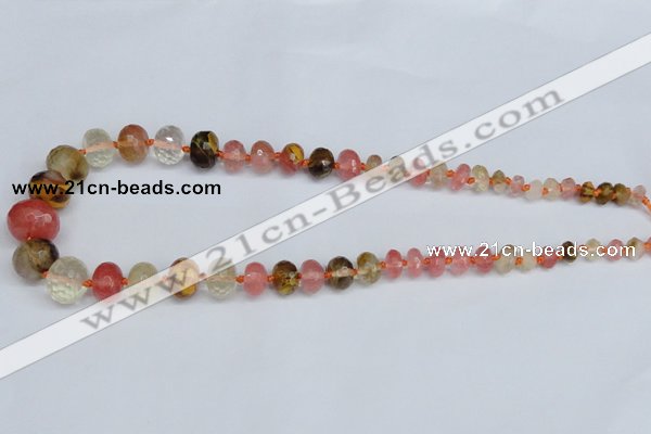 CCY209 4*8mm - 13*18mm faceted rondelle volcano cherry quartz beads