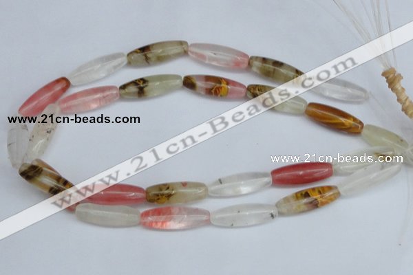 CCY212 15.5 inches 10*30mm rice volcano cherry quartz beads