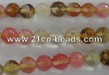 CCY502 15.5 inches 8mm faceted round volcano cherry quartz beads