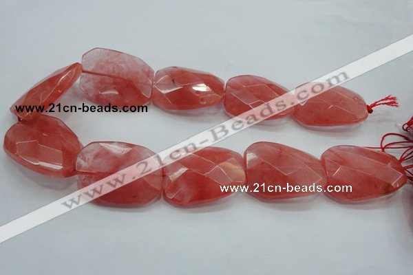 CCY55 15.5 inches 30*40mm twisted & faceted rectangle cherry quartz beads