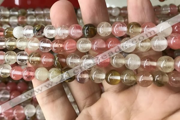 CCY632 15.5 inches 8mm round volcano cherry quartz beads wholesale