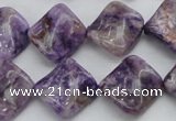 CDA320 15.5 inches 15*15mm twisted diamond dyed dogtooth amethyst beads