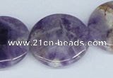 CDA69 15.5 inches 30mm flat round dogtooth amethyst beads wholesale