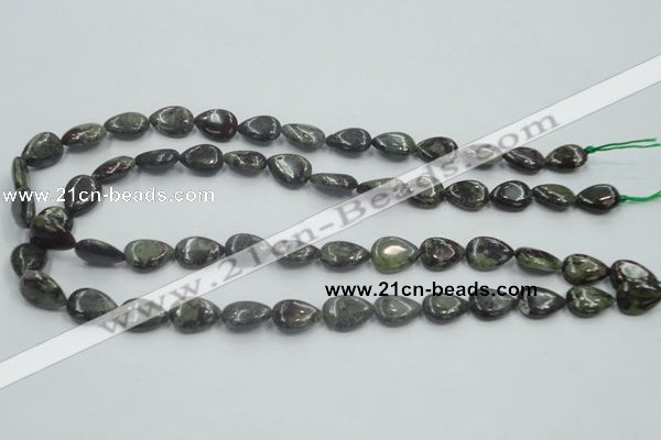 CDB215 15.5 inches 10*14mm flat teardrop natural dragon blood jasper beads