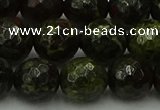 CDB315 15.5 inches 14mm faceted round dragon blood jasper beads